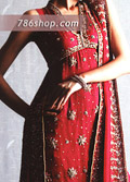 Red Chiffon Trouser Suit- Pakistani Party Wear Dress