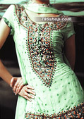 Light Green Chiffon Trouser Suit- Pakistani Formal Designer Dress