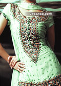 Light Green Chiffon Trouser Suit- Pakistani Party Wear Dress