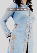 Sky Blue/Golden Chiffon Suit- Pakistani Formal Designer Dress