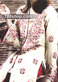 Off-White/Red Silk Suit- Pakistani Formal Designer Dress