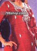 Red Silk Suit - Pakistani Party Wear Dress