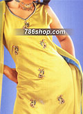 Yellow/Turquoise Silk Suit- Pakistani Formal Designer Dress