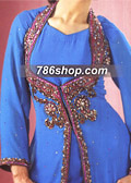 Turquoise/Red Chiffon Suit   - Pakistani Formal Designer Dress