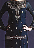 Navy Blue Chiffon Suit - Pakistani Formal Designer Dress