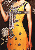 Yellow/Black Chiffon Suit- Pakistani Bridal Dress