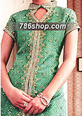 Green Jamawar Suit- Pakistani Formal Designer Dress