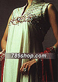 Light Green/Red Chiffon Suit- Pakistani Party Wear Dress