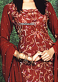 Maroon Chiffon Suit   - Pakistani Formal Designer Dress