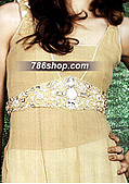 Light Golden Chiffon Suit- Pakistani Formal Designer Dress