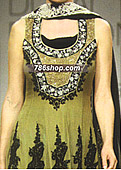 Mehndi Green Chiffon Suit - Pakistani Party Wear Dress