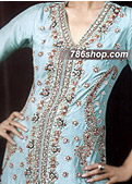 Sea Green/Navy Blue Chiffon Suit - Pakistani Party Wear Dress