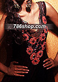 Black/Hot Pink Chiffon Suit- Pakistani Party Wear Dress