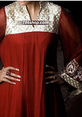 Red Crinkle Chiffon Suit- Pakistani Formal Designer Dress