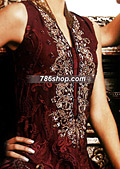 Maroon Chiffon Suit- Pakistani Formal Designer Dress