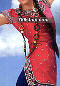 Hot Pink/Blue Crinkle Chiffon Suit- Pakistani Formal Designer Dress