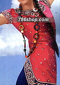 Hot Pink/Blue Chiffon Suit- Pakistani Party Wear Dress