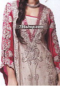Ivory/Hot Pink Chiffon Suit- Pakistani Party Wear Dress