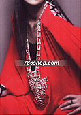 Red Schmooze Silk Suit - Pakistani Formal Designer Dress