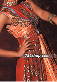 Red Jamawar/Chiffon Suit  - Pakistani Party Wear Dress