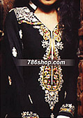 Black Crinkle Chiffon Suit - Pakistani Party Wear Dress