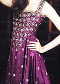 Dark Purple Silk Suit- Pakistani Party Wear Dress