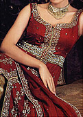 Red/Golden Chiffon Sharara- Pakistani Party Wear Dress