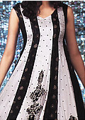 White/Black Chiffon Suit - Pakistani Party Wear Dress