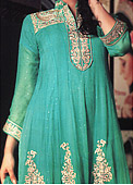 Sea Green Chiffon Suit - Pakistani Party Wear Dress