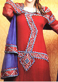 Red/Blue Chiffon Suit  - Pakistani Party Wear Dress