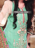 Sea Green/Light Golden Chiffon Suit- Pakistani Party Wear Dress