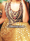 Golden/Red Chiffon Jamawar Suit- Pakistani Formal Designer Dress