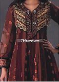 Brown Jamawar Chiffon Suit - Pakistani Party Wear Dress