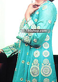 Turquoise Chiffon Suit - Pakistani Party Wear Dress