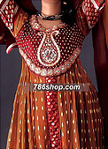 Rust/Red Jamawar Chiffon Suit- Pakistani Party Wear Dress