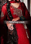 Red Chiffon Suit - Pakistani Formal Designer Dress