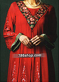 Red Crinkle Chiffon Suit - Pakistani Party Wear Dress