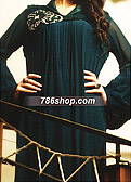 Teal Crinkle Chiffon Suit- Pakistani Formal Designer Dress