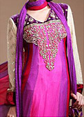 Hot Pink/Purple Chiffon Suit - Pakistani Party Wear Dress