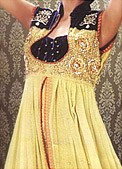 Light Golden Crinkle Chiffon Suit- Pakistani Formal Designer Dress