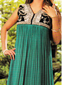 Sea Green/Black Chiffon Suit- Pakistani Party Wear Dress