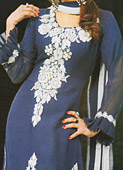 Blue Chiffon Suit- Pakistani Formal Designer Dress