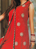 Red Chiffon Suit - Pakistani Formal Designer Dress