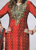 Red Silk Suit- Pakistani Formal Designer Dress