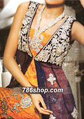 Orange/Purple Trouser Suit- Pakistani Party Wear Dress