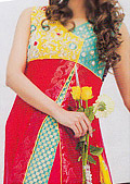 Yellow/Red Jamawar Chiffon Suit