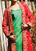 Red Crinkle Chiffon Suit- Pakistani Party Wear Dress