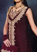 Maroon Chiffon Lehnga - Pakistani Wedding Dress