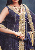 Navy Blue/Magenta Chiffon Suit- Pakistani Bridal Dress