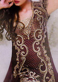 Maroon Chiffon Suit - Pakistani Bridal Dress